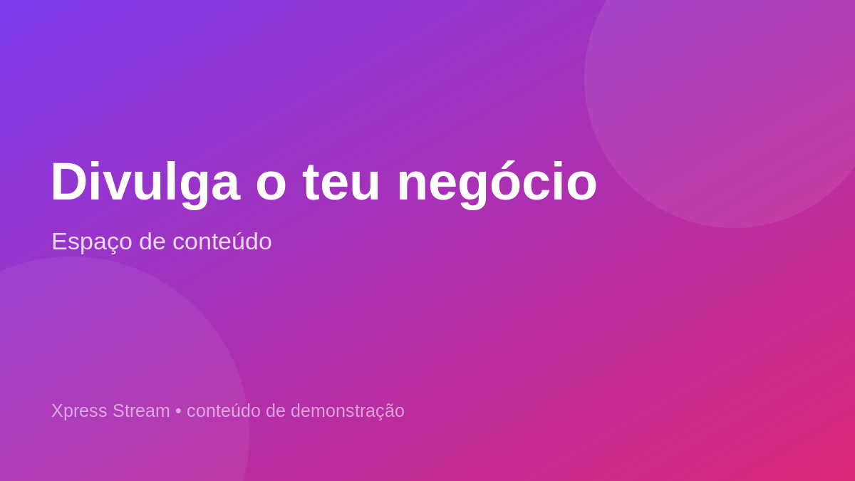 Publicidade de demonstração — Topo